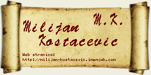 Milijan Kostačević vizit kartica